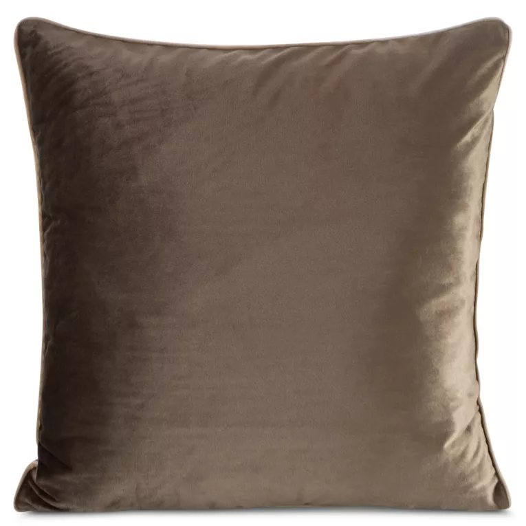 Poszewka na poduszkę 45x45 cm welwetowa o delikatnym połysku z ozdobną lamówką ciemnobrązowa GAJA 2 Eurofirany