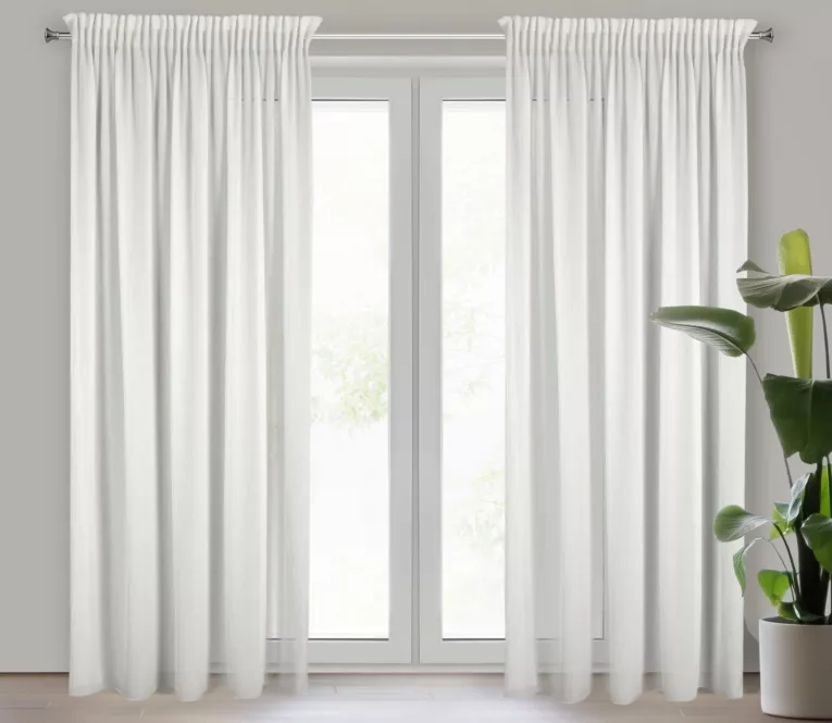 Firana biała z tkaniny szyfonowej z efektem garbowania niewymagająca prasowania 135x270 cm taśma MELINDA Eurofirany
