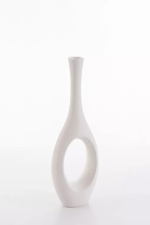 RISO kremowy wazon ceramiczny o fantazyjnym kształcie 12x6x36 cm Eurofirany