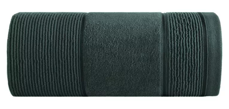 Ręcznik kapielowy 50x90 cm bawełniany kolor ciemnozielony z welurową bordiurą 500 g/m2 EMMA Eurofirany