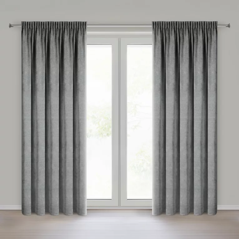 Zasłona  stalowa o szenilowej strukturze 140x270 cm taśma - NESKA Eurofirany