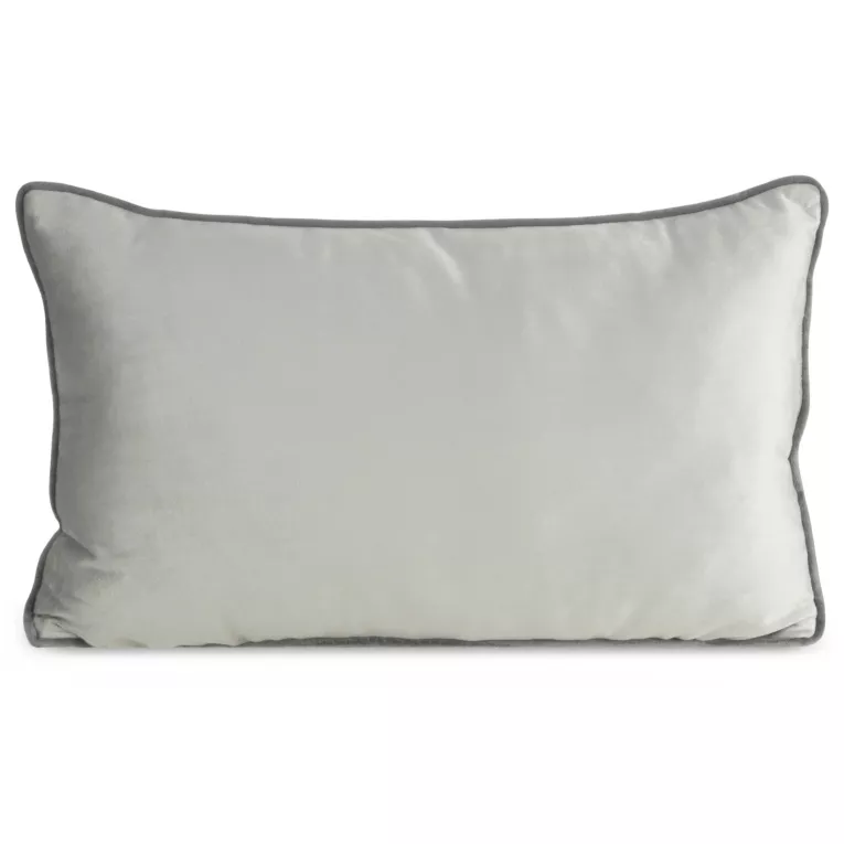 Poduszka 30 x 50 cm welwetowa srebrna zdobiona kontrastującą wypustką na brzegach MELIA EUROFIRANY PREMIUM