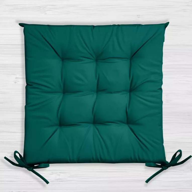 Poduszka na krzesło 40 x 40 x 5 cm wodoodporna ciemnozielona z pikowaniem GARDEN Eurofirany