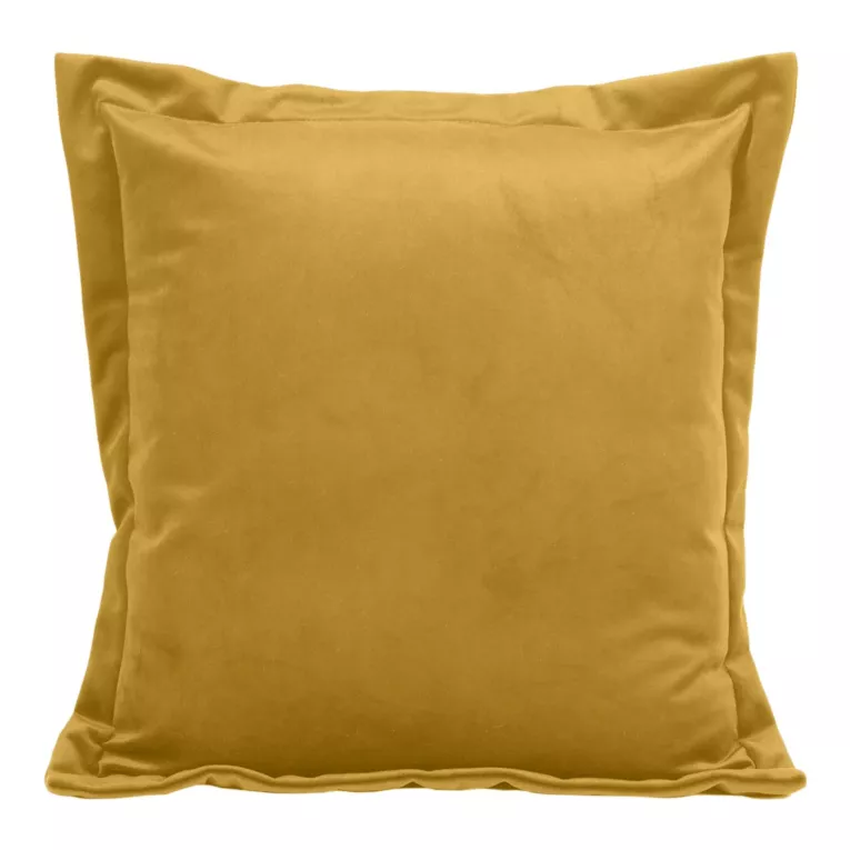 Poszewka na poduszkę 45x45 cm welwetowa z ozdobnymi brzegami musztardowa RIA DIVA LINE Eurofirany