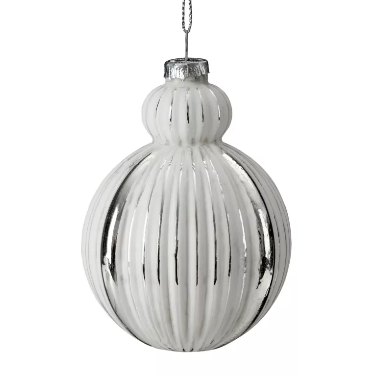 Klasyczna szklana bombka ręcznie zdobiona wytłaczanym wzorem i efektem przecierania Eurofirany