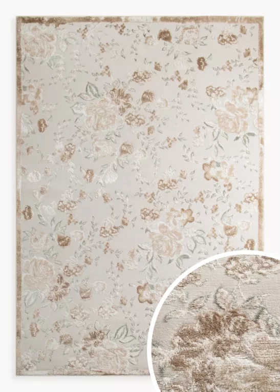 Dywan 80x150 cm beżowo, kremowy z wzorem roślinnym IMPRESIVE 2  Eurofirany