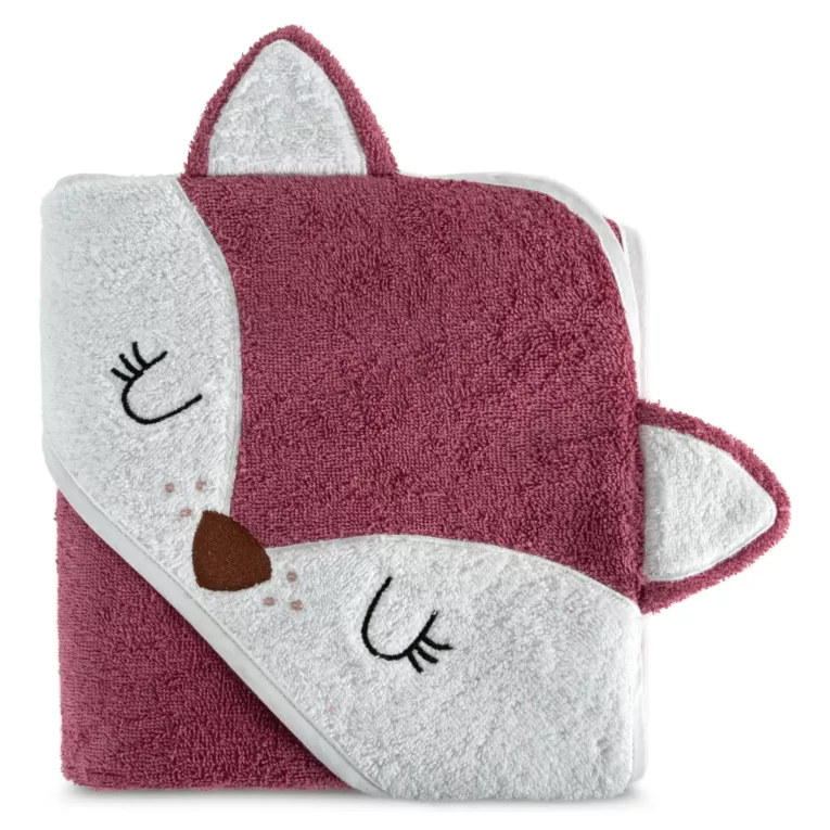 Ręcznik kąpielowy dziecięcy 100x100 cm bawełniany kolor różowy 350g/m2 z kapturem BABY 70Eurofirany