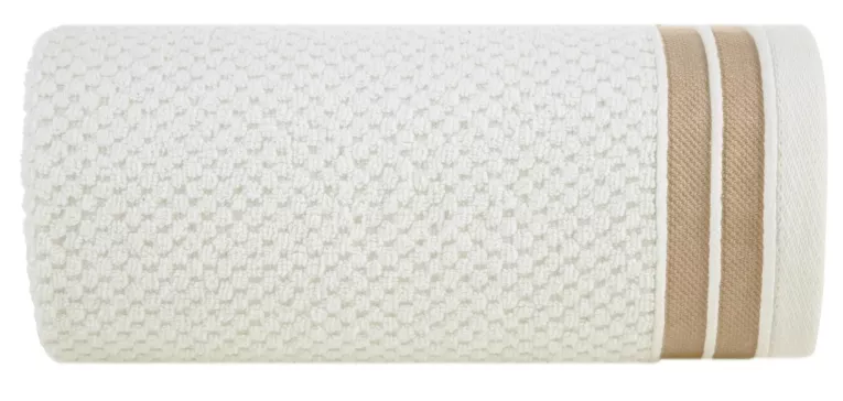 Ręcznik kąpielowy 50x90 cm bawełniany kolor kremowy w pasy 500 g/m2 MADLEN Eurofirany