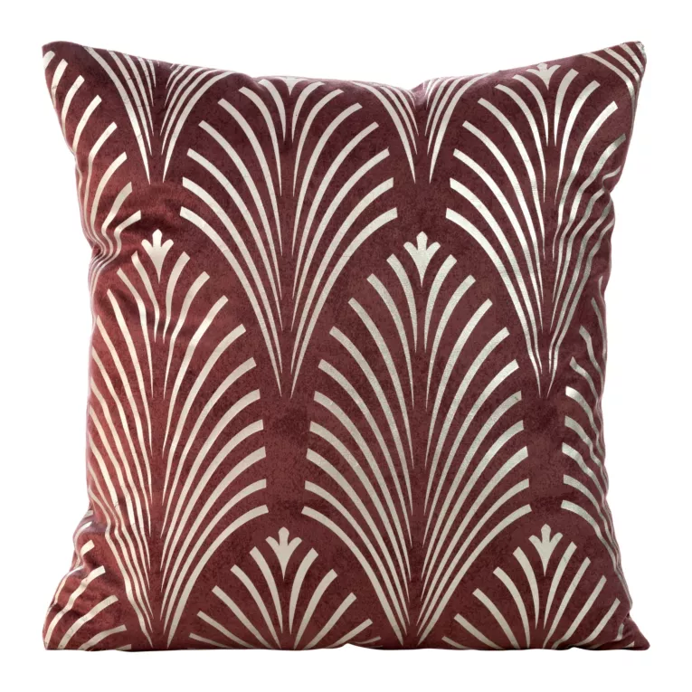 Poszewka na poduszkę 45x45 cm welwetowa z srebrnym nadrukiem bordowa BLINK 27 Eurofirany