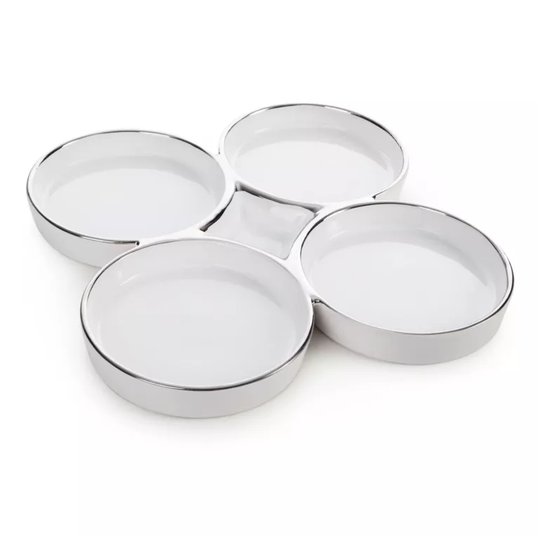 Patera ceramiczna z glinki ceramicznej ze srebrnymi akcentami  MABEL Eurofirany