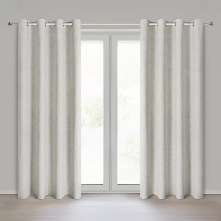 Zasłona beżowa o naturalnym melanżowym splocie 140x250 cm przelotka - LINDA Eurofirany