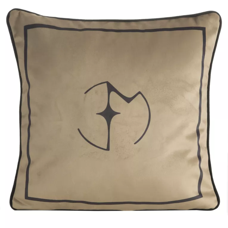 Poszewka na poduszkę 45x45 cm welwetowa i ozdobnym logiem złoto, czarna EVA 4 EVA MINGE Eurofirany