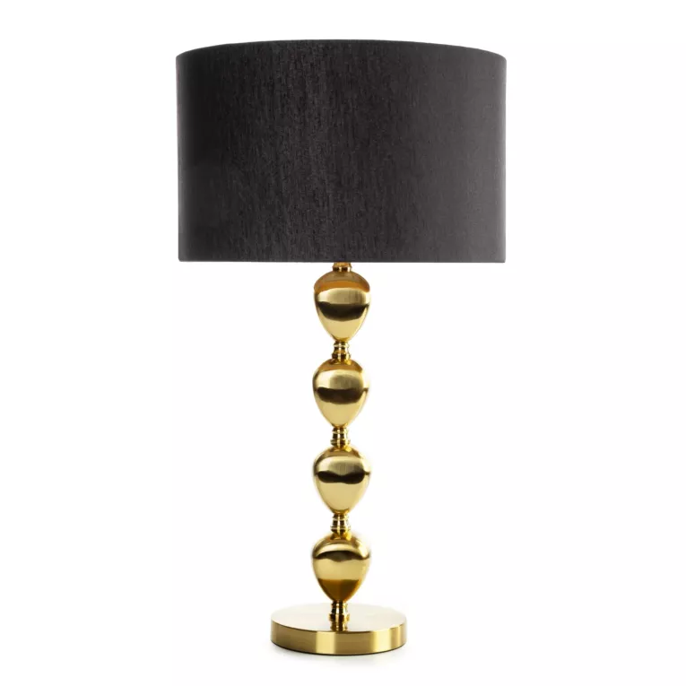 Lampa stołowa do salonu czarno, złota CELIA z matowym abażurem Eurofirany