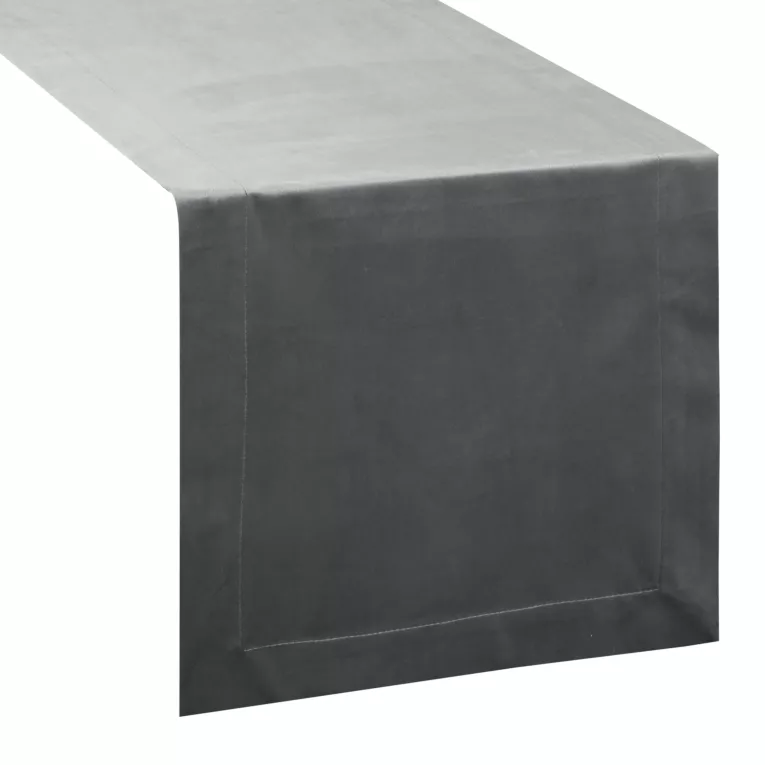 Bieżnik na stół stalowy 40x140 cm welwetowy MELINDA z ozdobną listwą