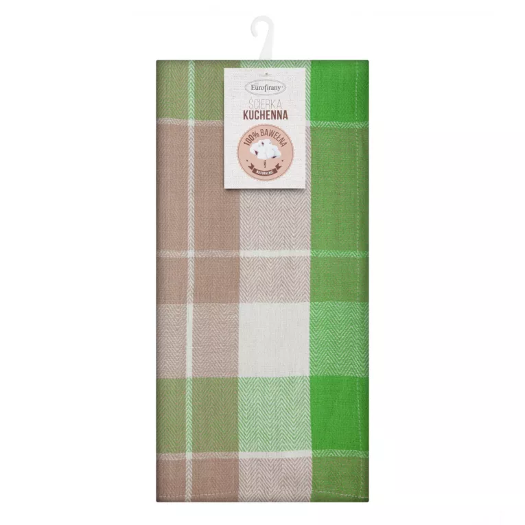 Komplet ściereczek kuchennych 2szt 50x70 cm bawełniany kolor zielony zdobionych w subtelną kratkę 200 g/m2 MONA Eurofirany