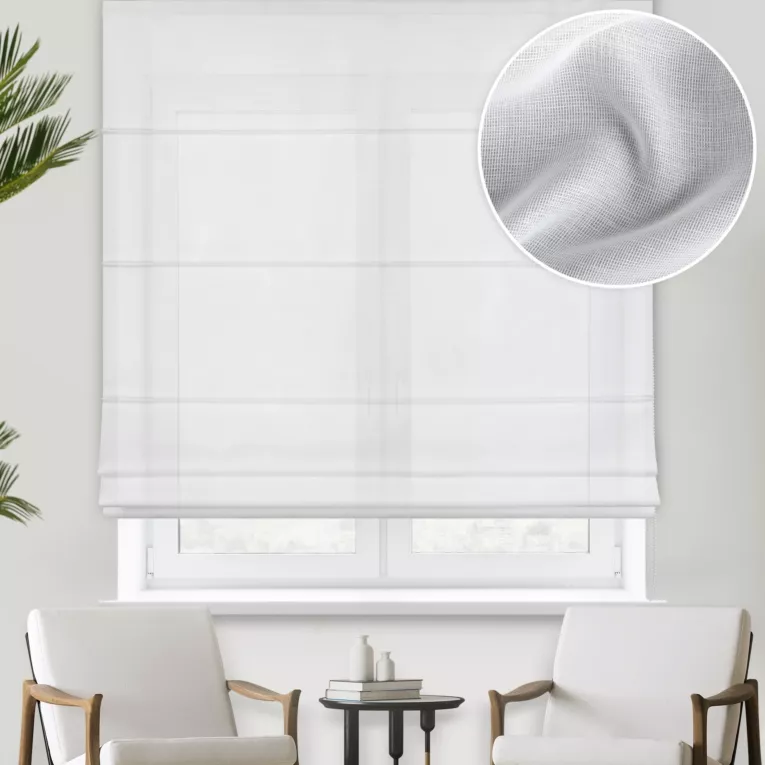 Roleta rzymska DOROTHY biała drobna siatka z dodatkiem delikatnie połyskującej nici