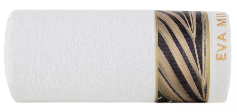 Ręcznik kąpielowy 70x140 cm bawełniany kolor biały,beżowy z designerską bordiurą 500 g/m2 Eva Minge Eurofirany