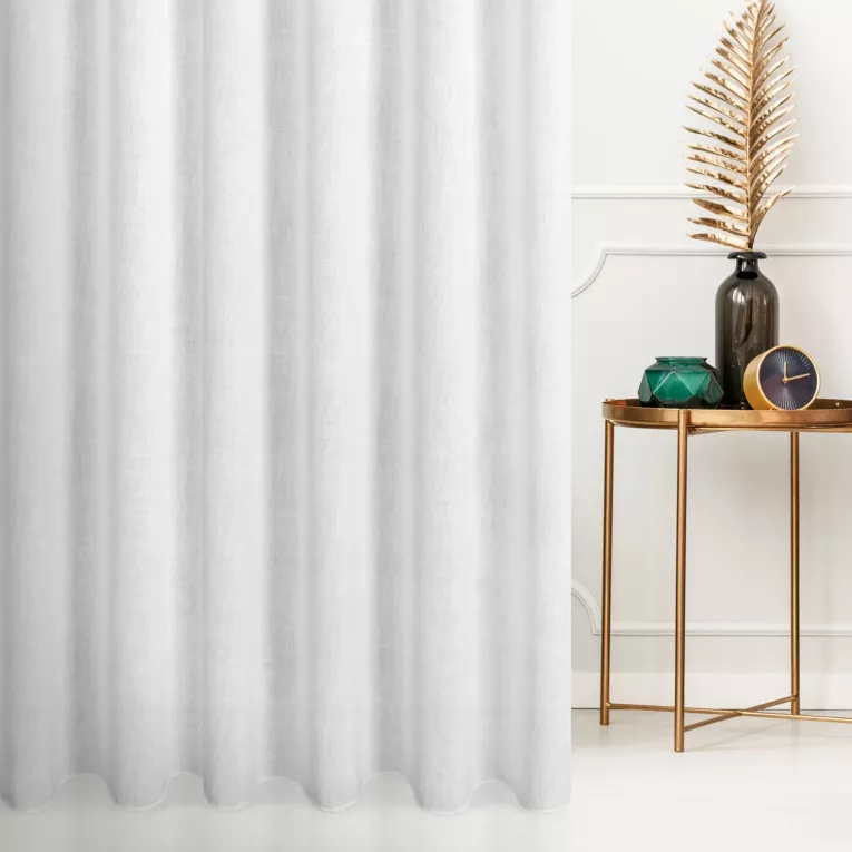 Firana szyta na tunelu biała o naturalnym, luźnym splocie w stylu eko