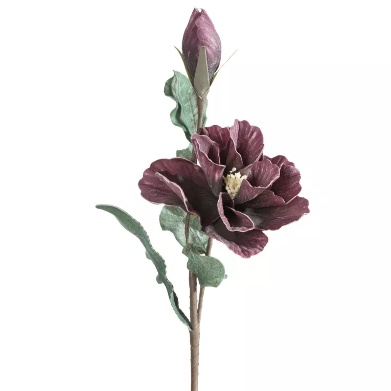 Kwiat sztuczny ciemnofioletowy z plastycznej pianki foamiran 70 cm Eurofirany