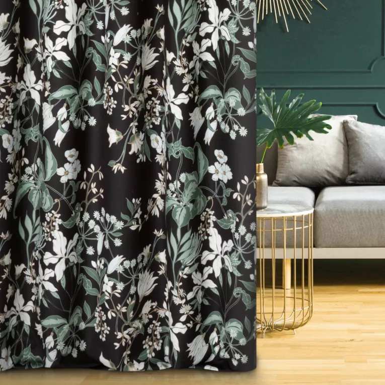 Tkanina zasłonowa welwetowa z nadrukiem kwiatów Eurofirany