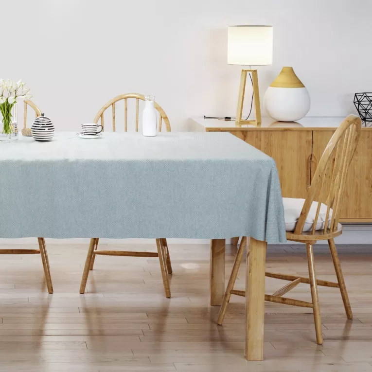 Obrus szyty niebieski tkanina zaciemniająca, strukturalna typu dimout