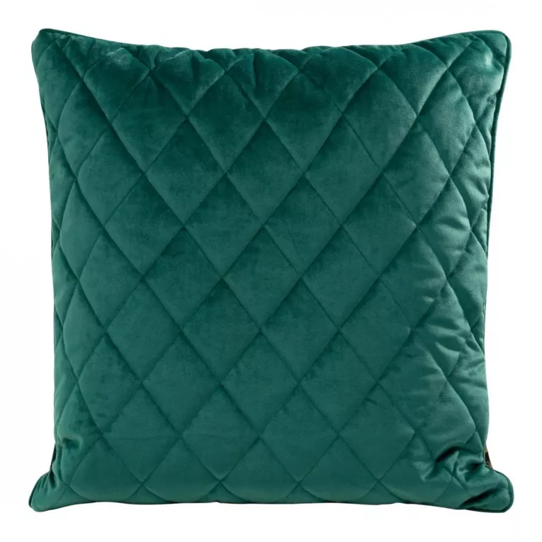 Poduszka 50 x 50 cm ciemnoturkusowa pikowana we wzór karo z ozdobną wypustką na brzegach VELVET 28 Eurofirany