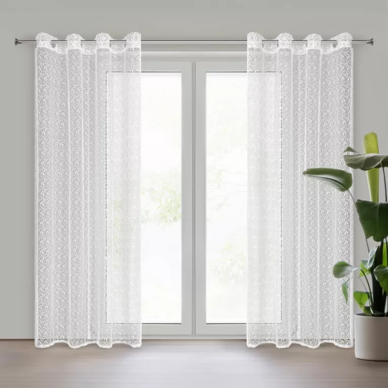 Firana biała z siateczki niewymagająca prasowania 140x250 cm przelotka ELLISSA Eurofirany