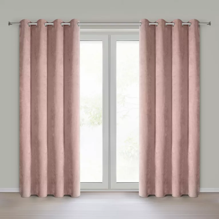 Zasłona pudrowa z szenilowej tkaniny 140x250cm przelotki - VANI Eurofirany