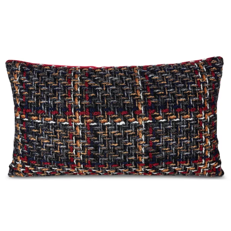 Poszewka na poduszkę 30x50 cm z tkaniny z ozdobnym splotem grafitowa Eurofirany