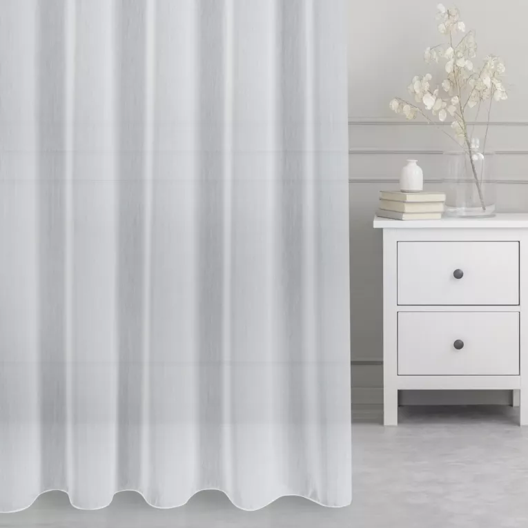 Firana szyta na tunelu naturalna z delikatnej batystowej tkaniny