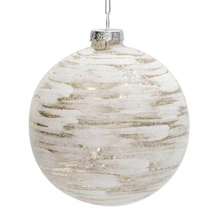 Klasyczna bombka choinkowa  ręcznie zdobiona przecieranym wzorem Eurofirany