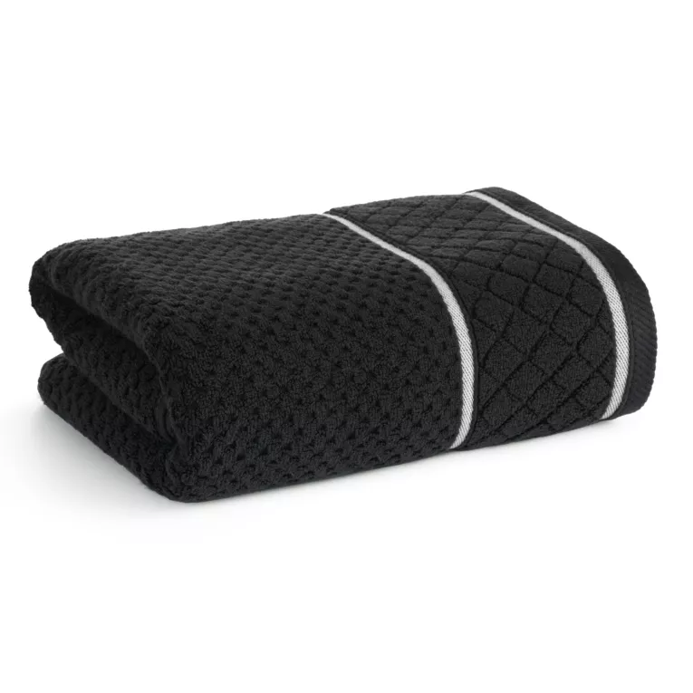 Ręcznik do rąk 30x50 cm bawełniany kolor czarny o strukturze krateczki z ozdobną bordiurą 500 g/m2 FAVORI Eurofirany