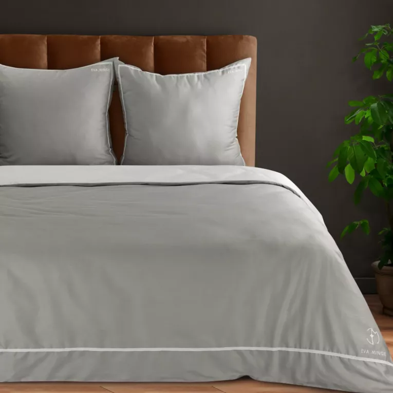 Pościel 220x200 cm z makosatyny bawełnianej kolor szary, biały styl nowoczesny Eva Minge Eurofirany