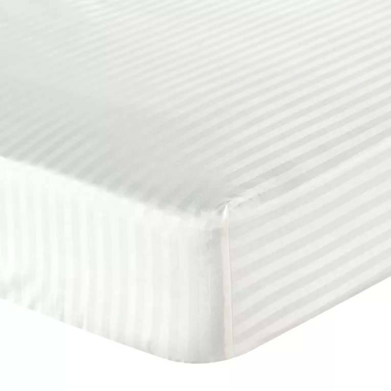 Prześcieradło w pasy z gumką 100x200 cm z bawełny kolor kremowy 125 g/m2 Eurofirany