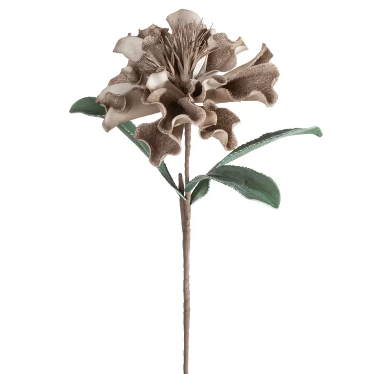 Kwiat sztuczny ciemnobeżowy z plastycznej pianki foamiran 75 cm Eurofirany