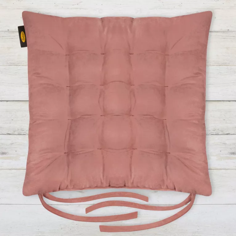 Poduszka na krzesło dwustronna 40 x 40 x 6 cm welurowa różowa z szesnastoma pikowaniami ADORE