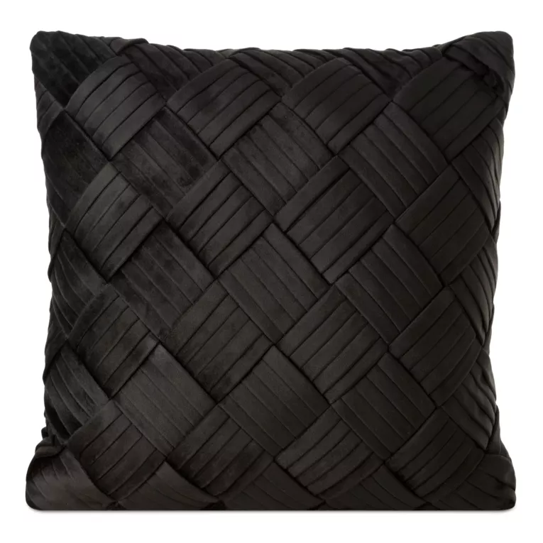 Poszewka na poduszkę 45x45 cm welwetowa z efektownym przeplataniem czarna SONIA Eurofirany