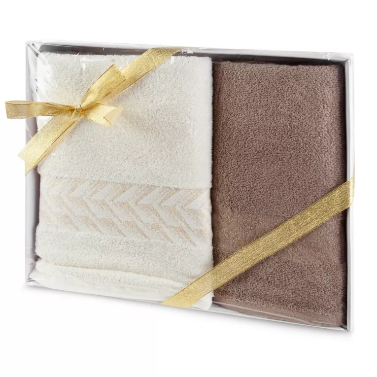 Zestaw ręczników bawełnianych 2 szt kolor kremowy, beżowy 450 g/m2 GLOW Eurofirany