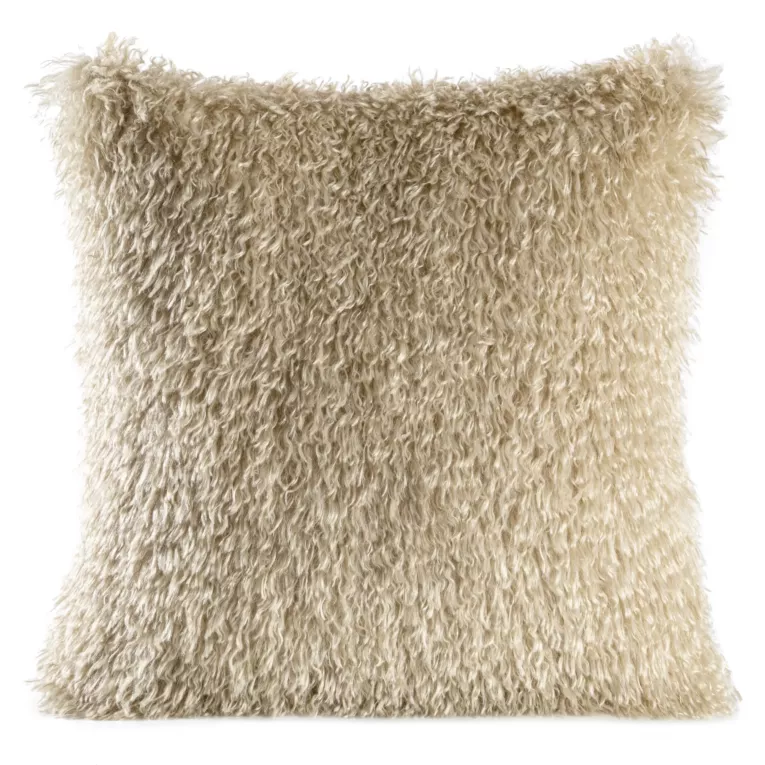 Poszewka na poduszkę 45x45 cm o strukturze miękkiego futra beżowa SANA Eurofirany