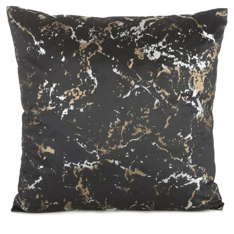 Poszewka na poduszkę 45x45 cm z szenilowej tkaniny z wytłaczanym wzorem roślinnym czarna DORI Eurofirany