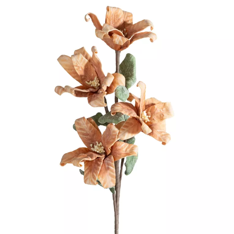 Kwiat sztuczny jasnopomarańczowy z plastycznej pianki foamiran 70 cm Eurofirany