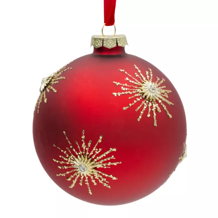 Klasyczna bombka choinkowa  ręcznie zdobiona lśniącymi gwiazdkami Eurofirany
