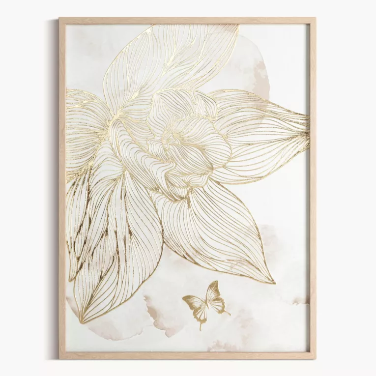 Obraz nadruk na płótnie z motywem złotych kwiatów Eurofirany
