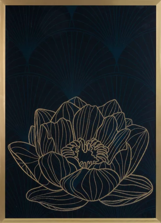 Obraz czarny LOTOS 8 drukowany z motywem botanicznym Limited Collection Eurofirany