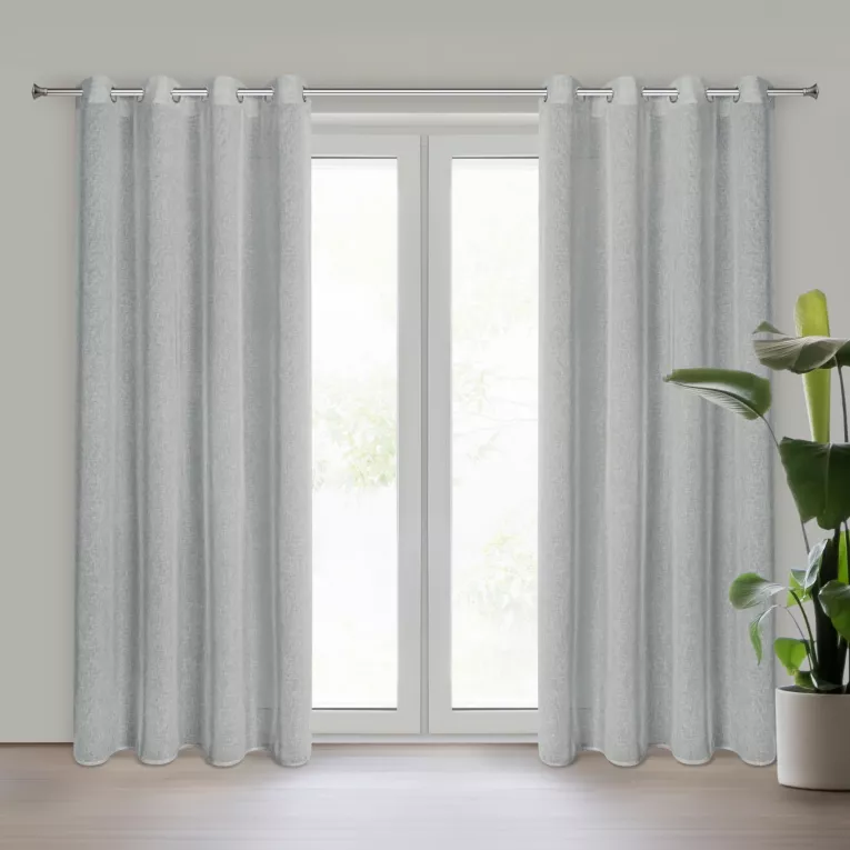 Zasłona srebrna o strukturze deszczyku z etaminy 140x250 cm przelotka ANGELICA Eurofirany