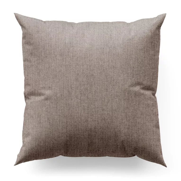 Poszewka szyta ciemnobeżowa z miękkiej matowej tkaniny szenilowej o naturalnym splocie