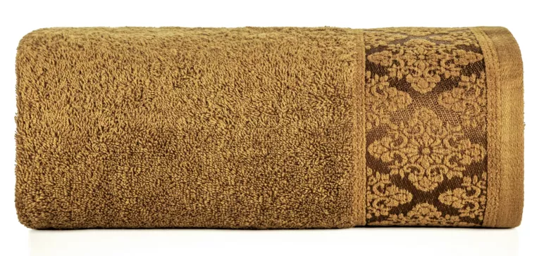 Ręcznik do rąk 30x50 cm bawełniany kolor miodowy z żakardowym wzorem ornamentów 500 g/m2 SARA Eurofirany
