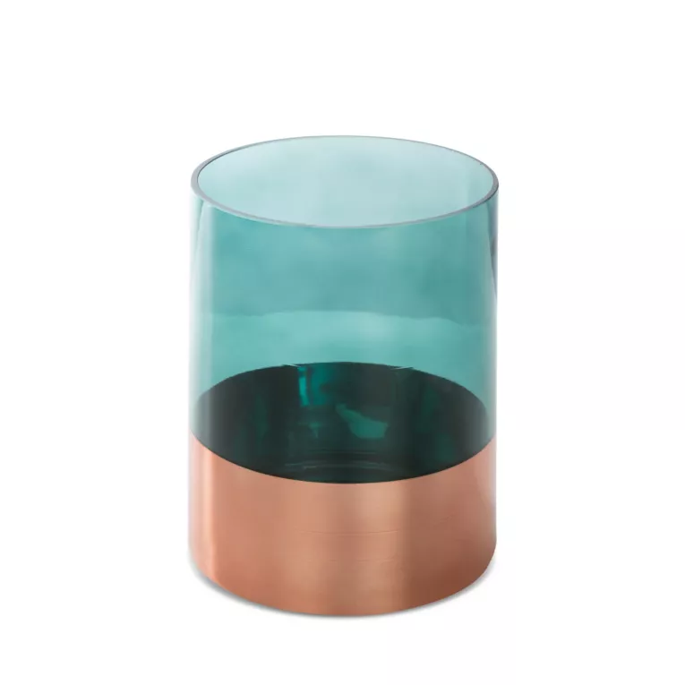 Świecznik dekoracyjny SALVIA 8 szałwiowy szklany z miedzianym wnętrzem Limited Collection Eurofirany