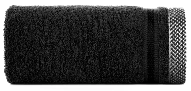 Ręcznik do rąk 40x60 cm bawełniany kolor czarny zero twist z bordiurą w paski 500 g/m2 ABBIE Eurofirany