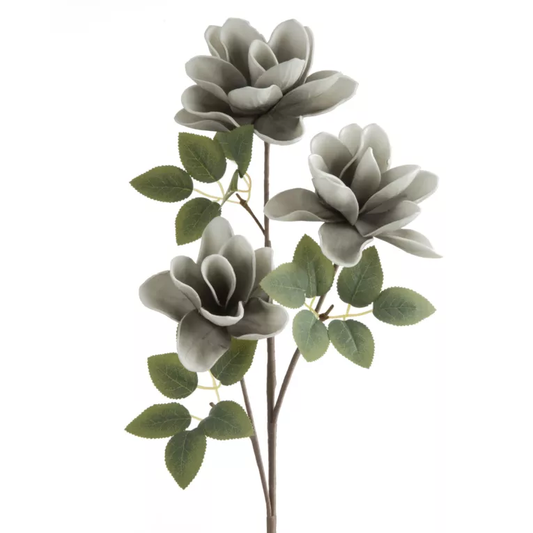 Kwiat sztuczny magnolii popielaty z plastycznej pianki foamirian 68 cm